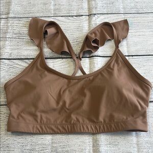 JoyLab Sz Large Brown Ruffle Sports Bra